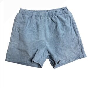 PO-EM Handwoven Cotton Natural Dye Elastic Waist Shorts Blue Small